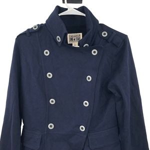 NWT Converse Womens Brigette Federal Blue Jacket Size Large Pea Coat